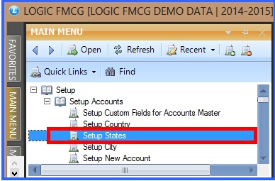 fmcg set up states menu